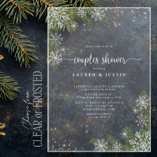 Invitations En Acrylique Flocon de neige en hiver Fête des mariées Couples