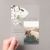 Floral Boho blanc Enregistrer la photo Date
