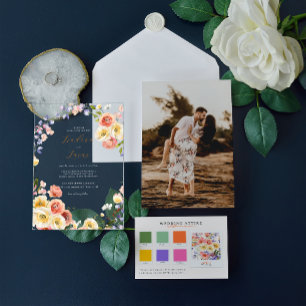 Invitations En Acrylique Floral Flirtant Prairie Mariage d'Été