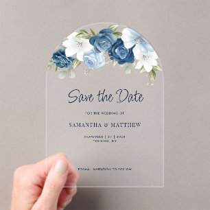 Invitations En Acrylique Floral QR Code Mariage Enregistrer la date Faire-p