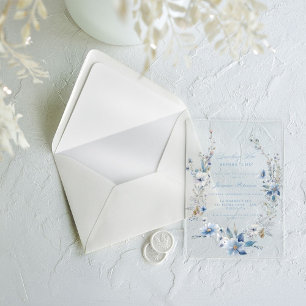 Invitations En Acrylique Floral Quelque chose de bleu avant de faire Fête d
