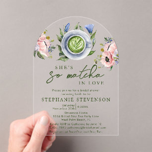 Invitations En Acrylique Floral rose Parfait Matcha Fête des mariées à thèm