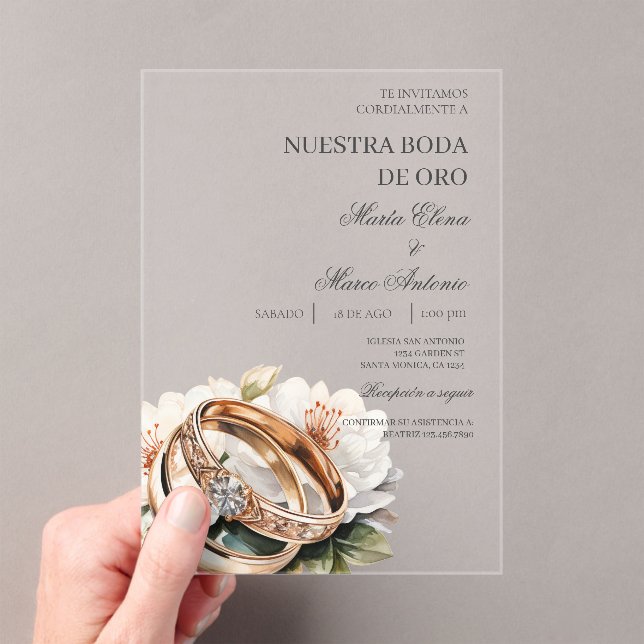 Invitations En Acrylique Floral wedding ring acrylic wedding  (In situ (ordinateur de poche))