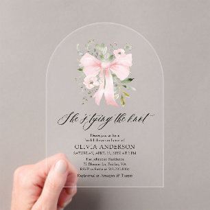 Invitations En Acrylique Flore de la boue rose Elle noue la Fête des mariée