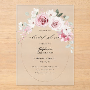 Invitations En Acrylique Flore rose pâle 2 Fêtes des mariées