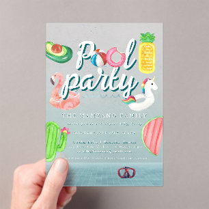 Invitations En Acrylique Flottes de piscine amusante   Partie du pool