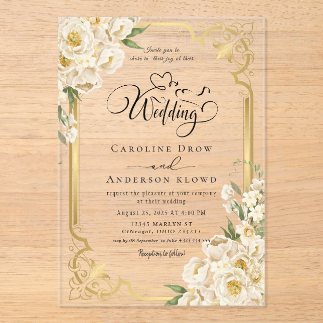 Invitations En Acrylique Flower passage for newlyweds (Recto)