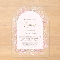 fond rose pâle fleurs blanches roses Baptême