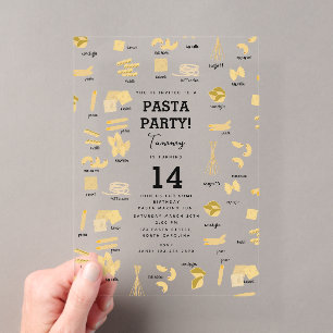 Invitations En Acrylique Formes et Noms de Pâtes Italiennes Pâtes Faire Ann