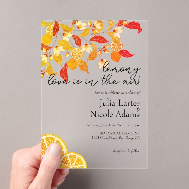 Invitations En Acrylique Fraîcheur Citrus Foliage Mariage (In situ (ordinateur de poche))