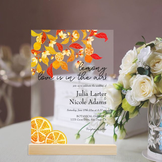 Invitations En Acrylique Fraîcheur Citrus Foliage Mariage (Créateur téléchargé)