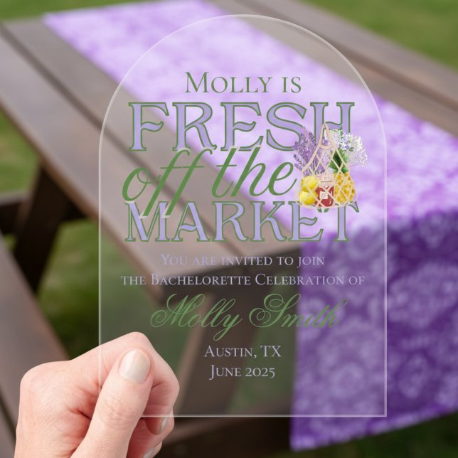 Invitations En Acrylique Fresh Off Market - Personnalisé Moderne Maridal (Celebrate your newly-engaged status in style with this elegant “Fresh Off the Market” design!)