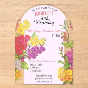 Invitations En Acrylique Fruit 50e anniversaire transparent chic