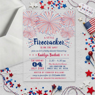 Invitations En Acrylique Fusée d'artifice en route ! Baby Shower pour le 4