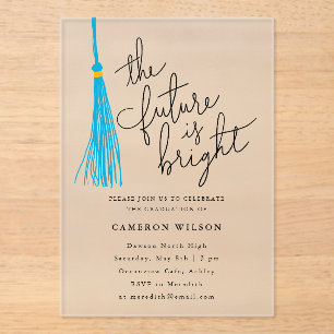 Invitations En Acrylique Futur est le ciel bleu clair Tassel Graduation Par
