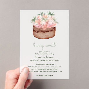 Invitations En Acrylique Gâteau aux fraises sucré Baby Shower