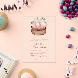 Invitations En Acrylique Gâteau Baby Shower Classique aux Fraises Douces