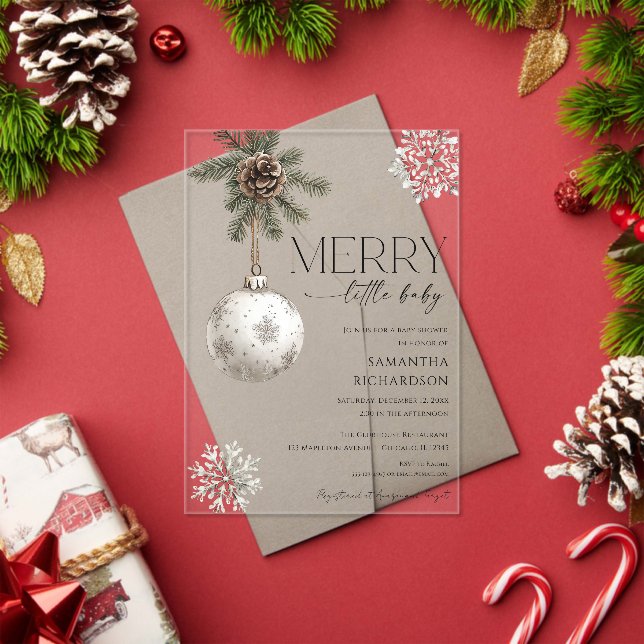 Invitations En Acrylique Gender neutral simple rustic winter baby shower (Insitu (vacances))