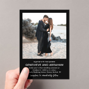 Invitations En Acrylique Genevieve Black Photo Mariage moderne