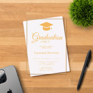 Invitations En Acrylique Gold Classic Graduation Cap Party