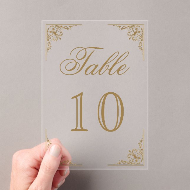 Invitations En Acrylique Gold Ornate Wedding Acrylic Table Number (In situ (ordinateur de poche))