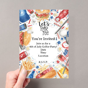 Invitations En Acrylique GOLF 4 juillet Fête de l'Indépendance des golfe