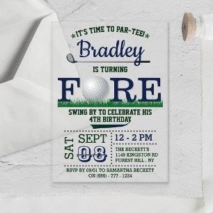 Invitations En Acrylique Golf PAR-TEE 4e anniversaire