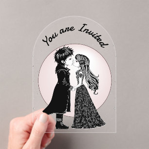 Invitations En Acrylique Gothique Emo Enfants Kiss Valentine's Day