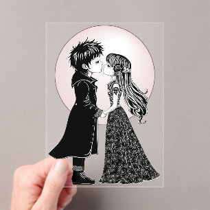 Invitations En Acrylique Gothique Emo Enfants Kiss Valentine's Day
