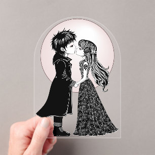 Invitations En Acrylique Gothique Emo Enfants Kiss Valentine's Day