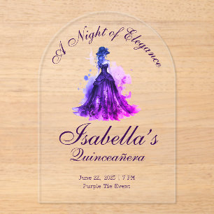 Invitations En Acrylique Gothique Glam Quince aquarelle robe violette