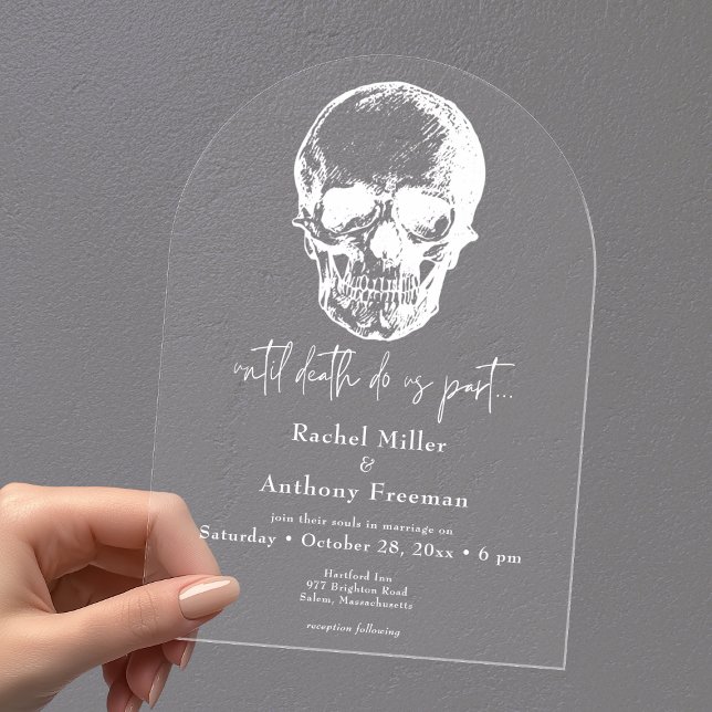 Invitations En Acrylique Gothique jusqu'à la mort Mariage d'arc crânien (Créateur téléchargé)