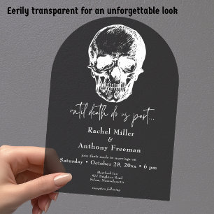 Invitations En Acrylique Gothique jusqu'à la mort Mariage d'arc crânien