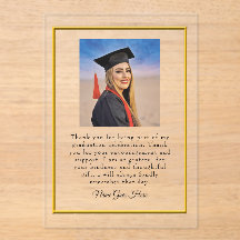 Graduation acrylic Thank You card with photo