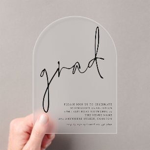 Invitations En Acrylique Graduation minimaliste Script