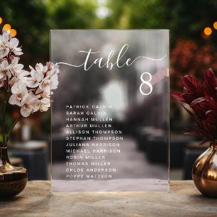 Invitations En Acrylique Graphique de sièges de table de Mariage de script 