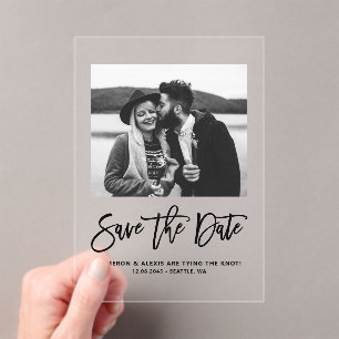 Invitations En Acrylique Gras Moderne Calligraphie Florale Photo