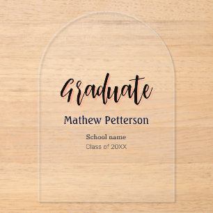 Invitations En Acrylique Gras type simple noir classe moderne graduation