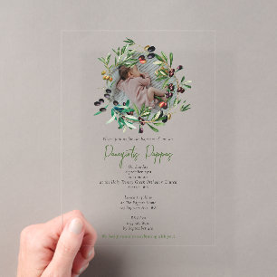 Invitations En Acrylique Grec Orthodoxe baptême Baptême Olives Photo