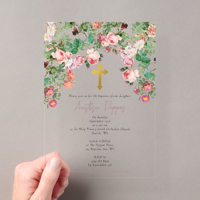 Invitations En Acrylique Grec Orthodoxe baptême fille Baptême (In situ (ordinateur de poche))