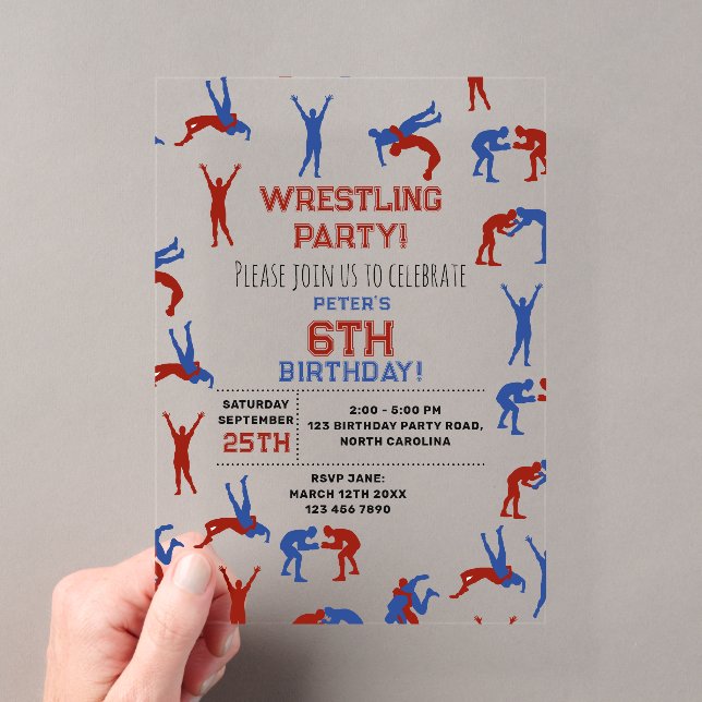 Invitations En Acrylique Greco Roman Freestyle Lutte Anniversaire (In situ (ordinateur de poche))