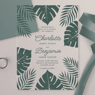 Invitations En Acrylique Green Monstera Mariage tropical