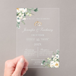Invitations En Acrylique Greenery garden acrylic wedding