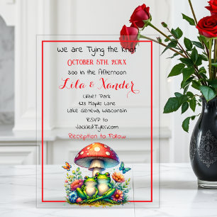 Invitations En Acrylique Grenouilles sous un champignon et fleurs mariage m