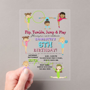Invitations En Acrylique Gymnastique Enfants Fille Anniversaire Thème de fê