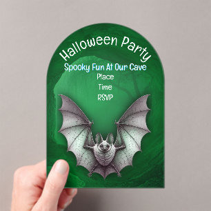 Invitations En Acrylique Halloween éffrayant blanc chauve briller grotte ve