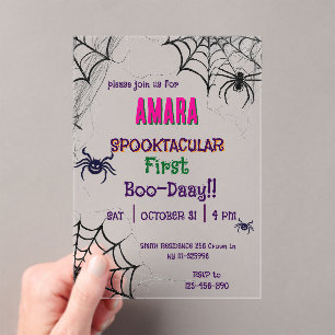 Invitations En Acrylique Halloween Rose et araignées Anniversaire Halloween