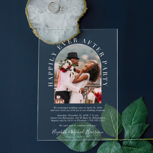 Invitations En Acrylique Happily Ever After Arch Photo Wedding Reception (Créateur téléchargé)