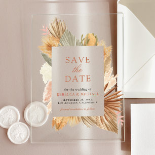 Invitations En Acrylique Herbe des Pampas Palmes de Mariage Épargnez la Dat