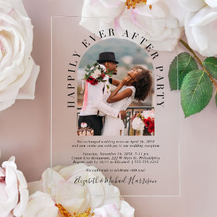 Invitations En Acrylique Heureusement Jamais Après Arc Photo Mariage Récept